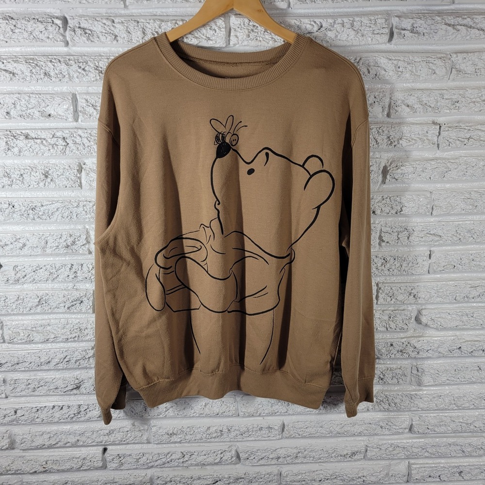 Disney Winnie The Pooh Sweatshirt Womens 2X Tan Brown Bee Graphic SWE137XE